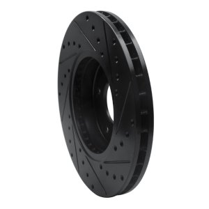 Jaguar XJR Brake Rotor (1) - Front Left - R1 Concepts - Drilled & Slotted - Black - `97-`03